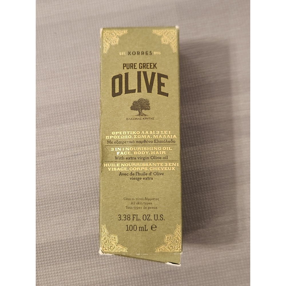 Korres Pure Greek Olive 3-in-1 Nourishing Oil Face Body Hair 3.38 fl oz 100ml